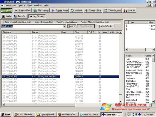 Скриншот программы Soulseek для Windows XP