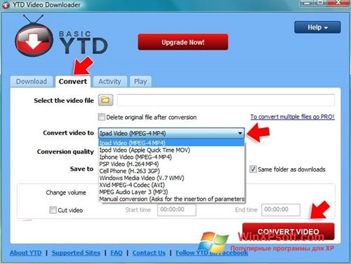Скриншот программы YTD Video Downloader для Windows XP