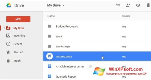 Скриншот программы Google Drive для Windows XP