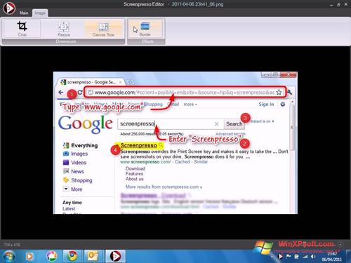 Скриншот программы Screenpresso для Windows XP
