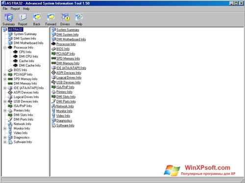 Скриншот программы ASTRA32 для Windows XP