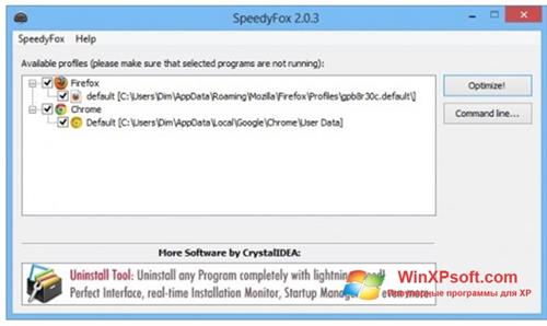 Скриншот программы SpeedyFox для Windows XP