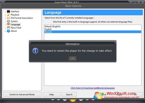 Скриншот программы Zoom Player для Windows XP