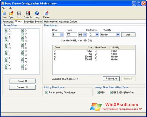 Скриншот программы Deep Freeze для Windows XP