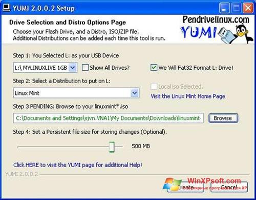 Скриншот программы YUMI для Windows XP