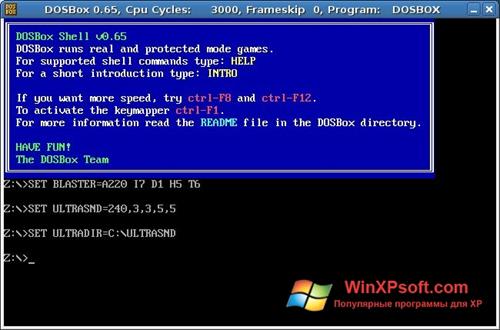 Скриншот программы DOSBox для Windows XP