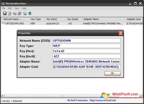 Скриншот программы WirelessKeyView для Windows XP