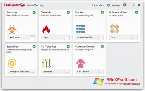 Скриншот программы BullGuard для Windows XP
