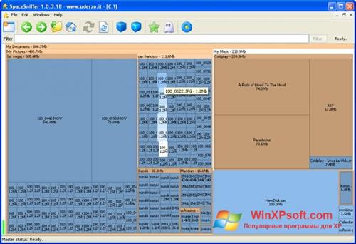 Скриншот программы SpaceSniffer для Windows XP