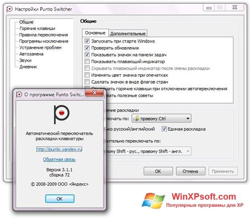 Скриншот программы Punto Switcher для Windows XP