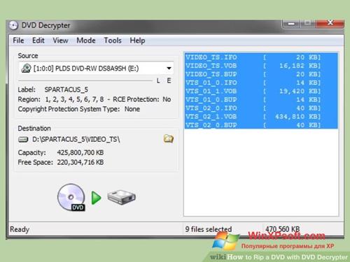 Скриншот программы DVD Decrypter для Windows XP