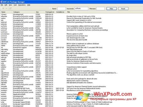 Скриншот программы MiKTeX для Windows XP