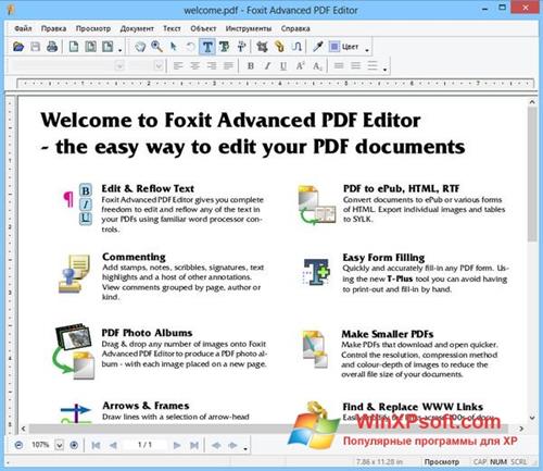 Скриншот программы Foxit Advanced PDF Editor для Windows XP
