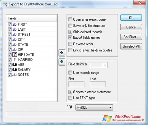 Скриншот программы DBF Viewer для Windows XP
