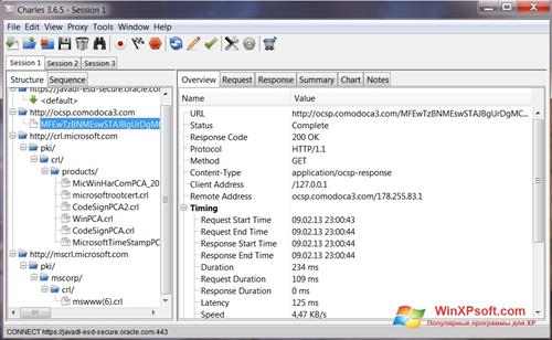 Скриншот программы Charles для Windows XP