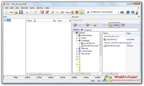Скриншот программы Nero Burning ROM для Windows XP
